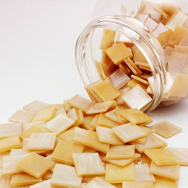 Resin mosaic tiles, 15x15 mm, La Concha 103 Goldlip