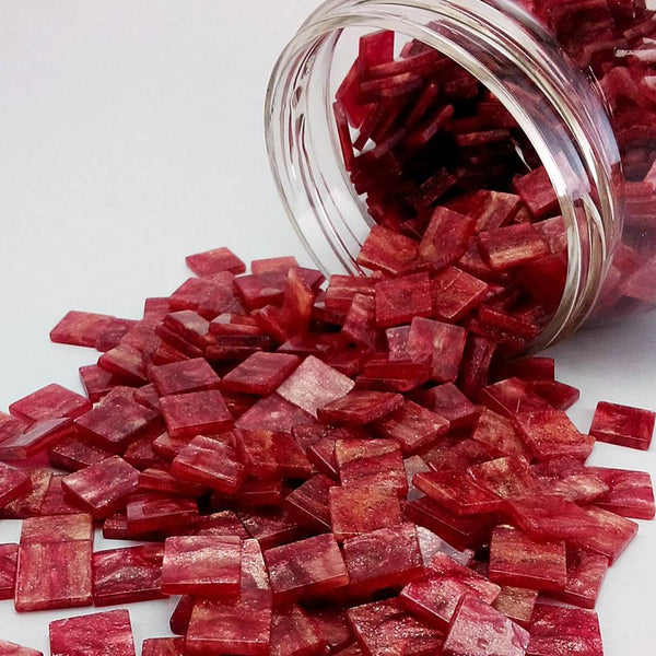 Resin mosaic tiles, 10x10 mm, Marble 301 Teaberry