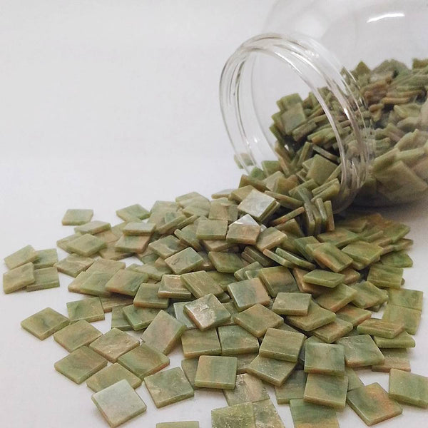 Resin mosaic tiles, 10x10 mm, Marble 406 Iceber Green