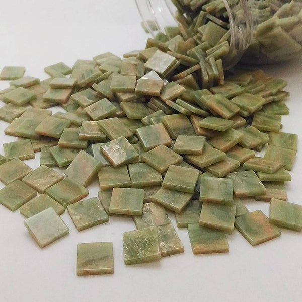 Resin mosaic tiles, 10x10 mm, Marble 406 Iceber Green