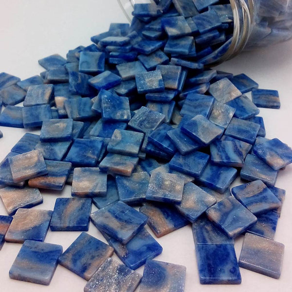 Resin mosaic tiles, 10x10 mm, Marble 701 Skipper Blue