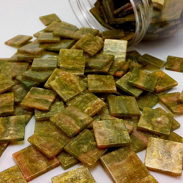 Resin mosaic tiles, 15x15 mm, Marble 101 Antiqua Moss