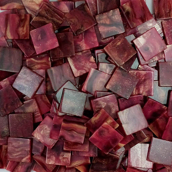 Resin mosaic tiles, 15x15 mm, Marble 302 Rose Wine