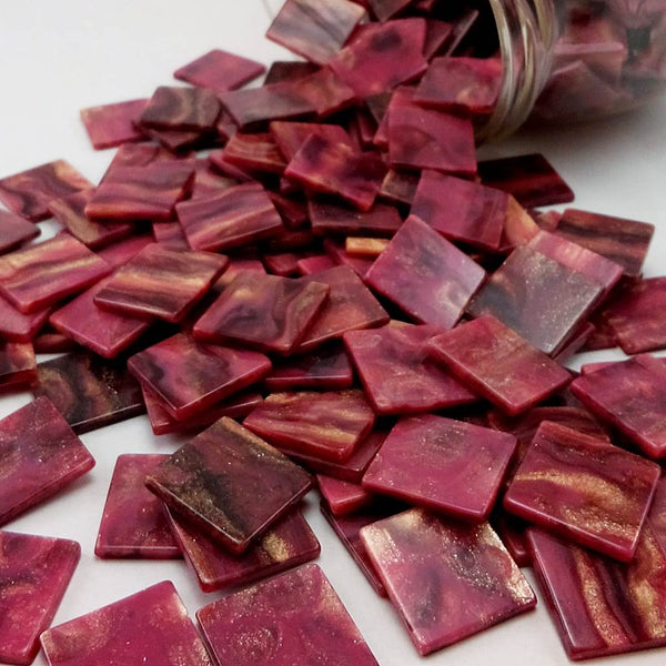Resin mosaic tiles, 15x15 mm, Marble 302 Rose Wine