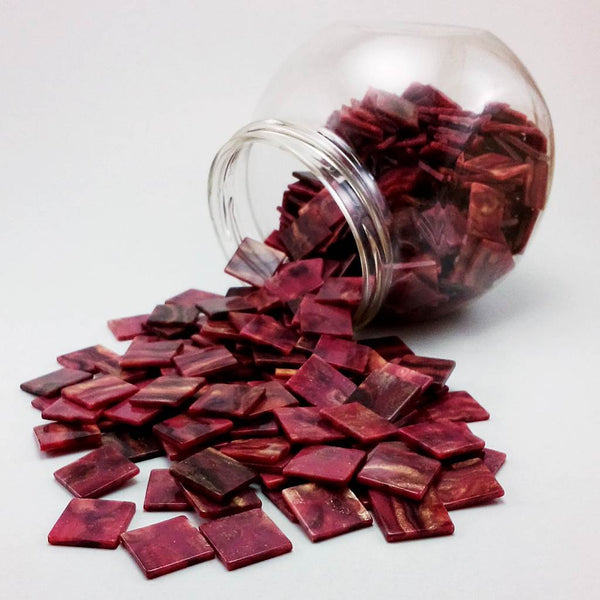 Resin mosaic tiles, 15x15 mm, Marble 302 Rose Wine