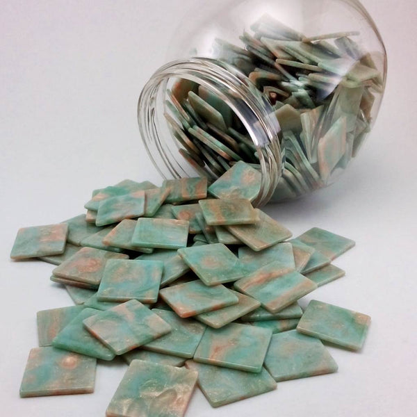Resin mosaic tiles, 20x20 mm, Marble 400 Jadeite