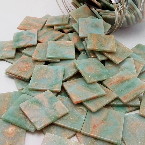 Resin mosaic tiles, 20x20 mm, Marble 400 Jadeite