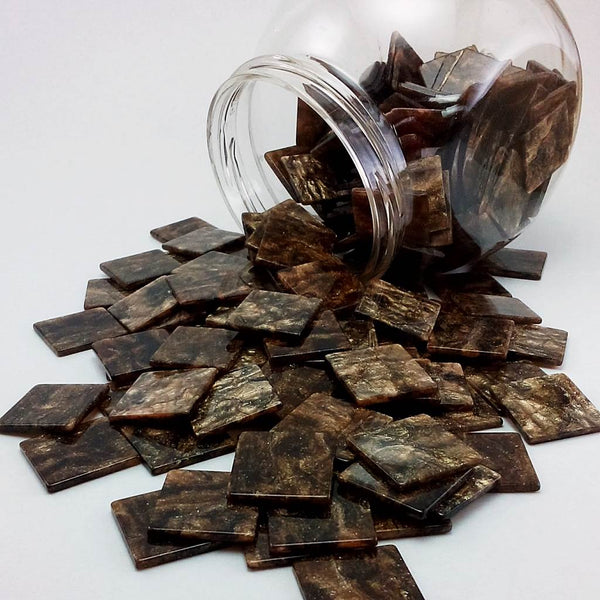 Resin mosaic tiles, 20x20 mm, Marble 804 Dark Earth