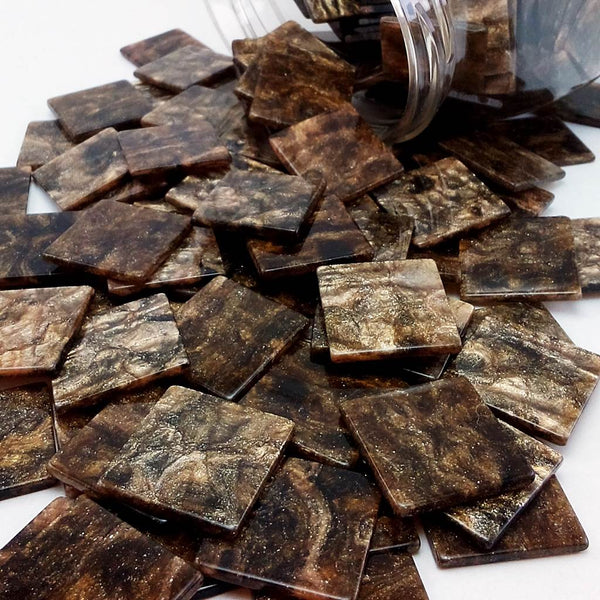Resin mosaic tiles, 20x20 mm, Marble 804 Dark Earth