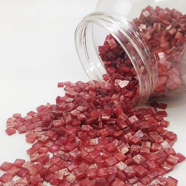 Resin mosaic tiles, 5x5 mm, Marble 301 Teaberry