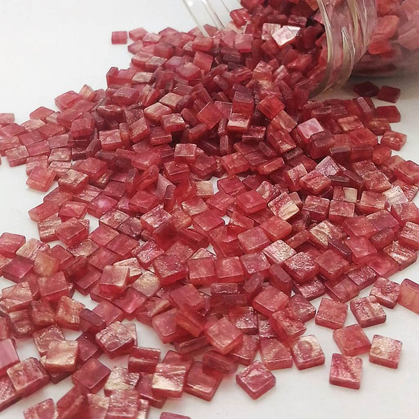 Resin mosaic tiles, 5x5 mm, Marble 301 Teaberry