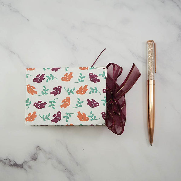 Handmade French stitch binding - Mini book journal with ribbon