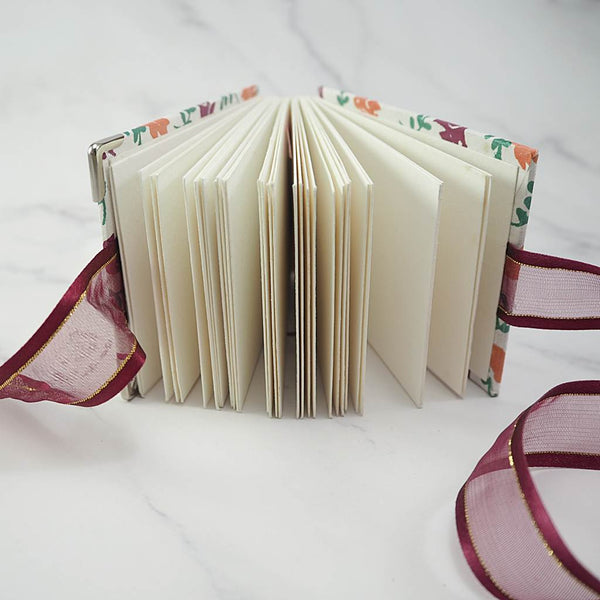 Handmade French stitch binding - Mini book journal with ribbon