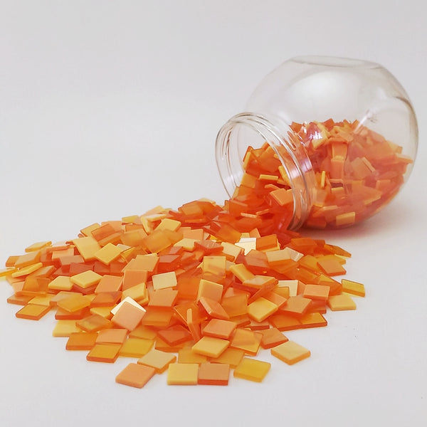 Resin mosaic tiles, 10x10 mm, Orange Theme mixes