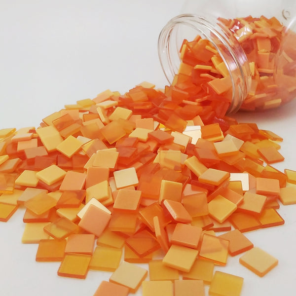 Resin mosaic tiles, 10x10 mm, Orange Theme mixes