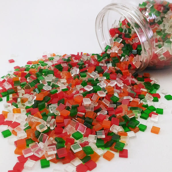 Resin mosaic tiles, 5x5 mm, Xmas mixes