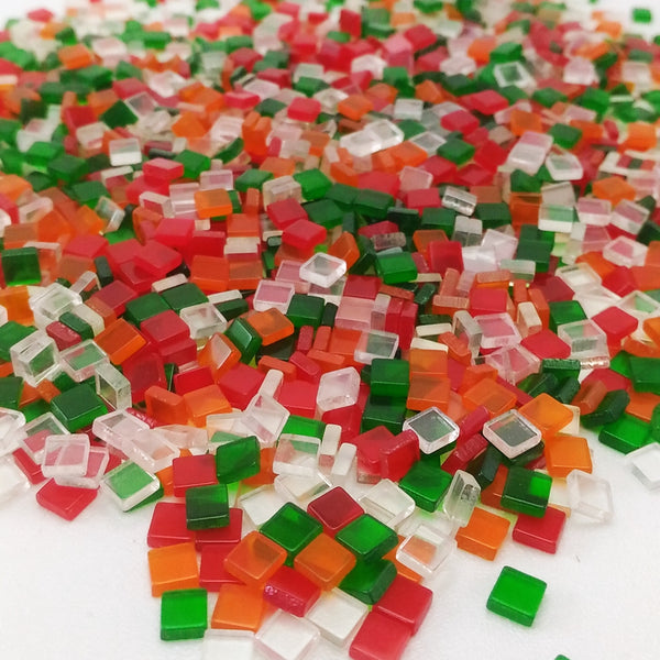 Resin mosaic tiles, 5x5 mm, Xmas mixes