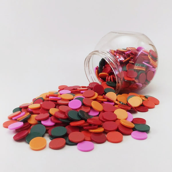 Resin mosaic tiles, Round 15 mm, Opaque Candy mixes