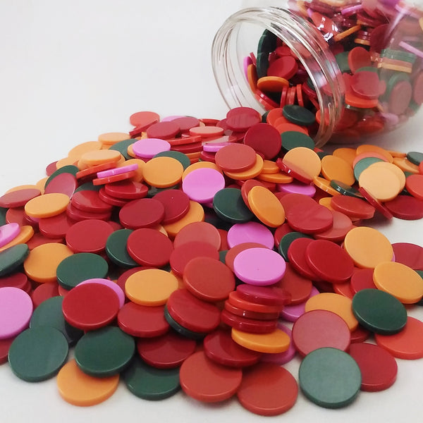 Resin mosaic tiles, Round 15 mm, Opaque Candy mixes