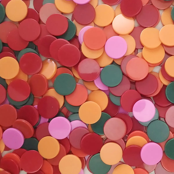 Resin mosaic tiles, Round 15 mm, Opaque Candy mixes