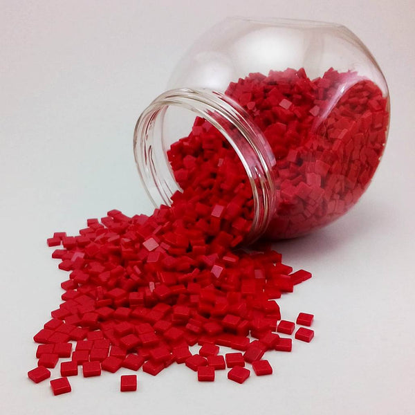 Resin mosaic tiles, 5x5 mm, Opaque 317 Scarlet