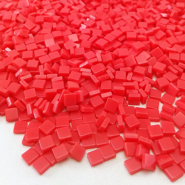 Resin mosaic tiles, 5x5 mm, Opaque 379 Mandarin Red