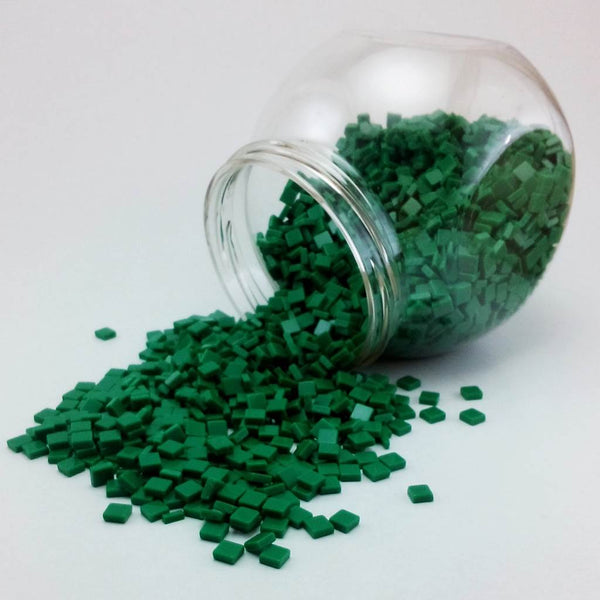 Resin mosaic tiles, 5x5 mm, Opaque 412 Pepper Green