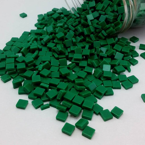 Resin mosaic tiles, 5x5 mm, Opaque 412 Pepper Green