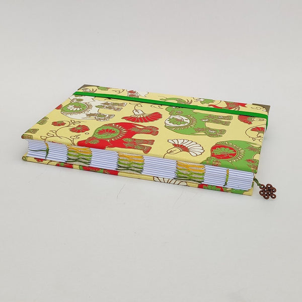 Handmade French stitch binding - A5 book journal / Elephants