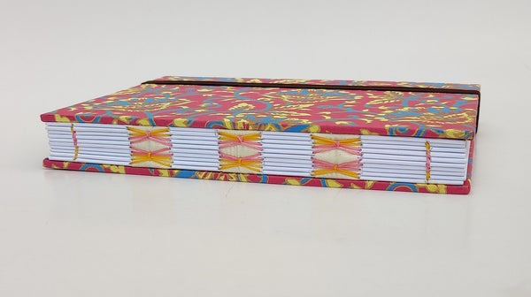 Handmade Kettle stitch binding - A5 book journal / Mystic Flowers