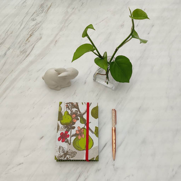 Handmade Coptic stitch binding - A6 book journal / Whimsical Pears