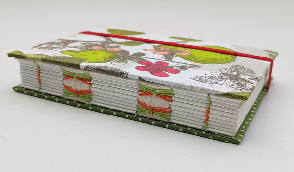 Handmade Coptic stitch binding - A6 book journal / Whimsical Pears