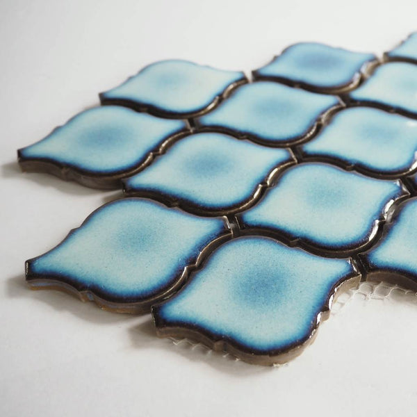 Porcelain glazed mosaic tiles, 68x48mm, Lantern Arbesque, Antique Blue