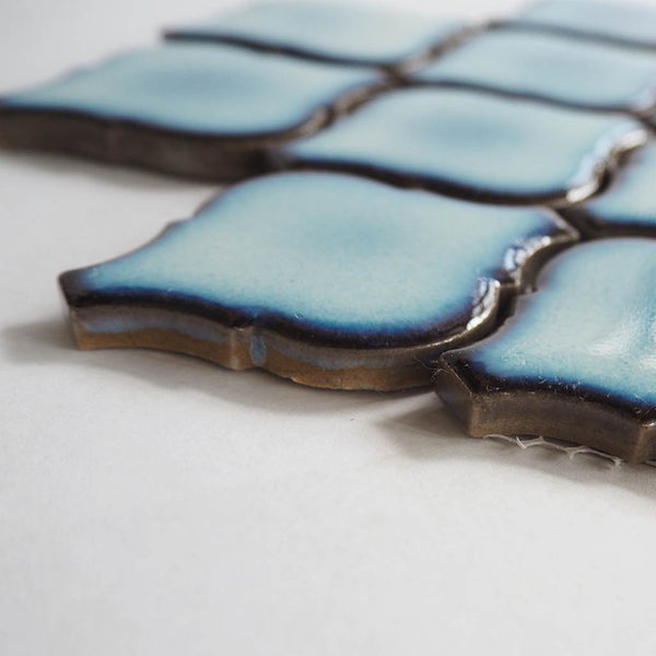 Porcelain glazed mosaic tiles, 68x48mm, Lantern Arbesque, Antique Blue