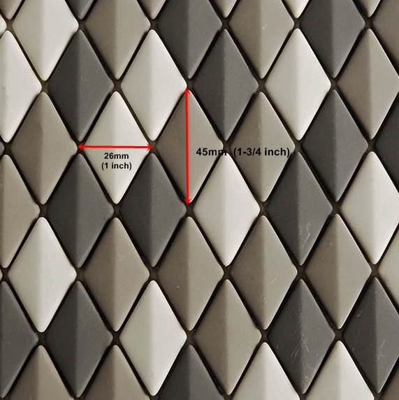 Porcelain mosaic tiles, 26x45mm, Diamond dome, Matt Earth