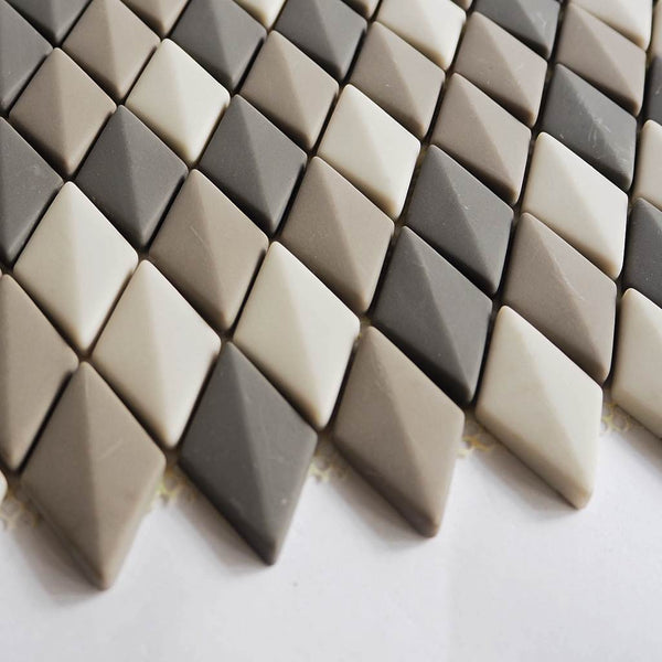 Porcelain mosaic tiles, 26x45mm, Diamond dome, Matt Earth