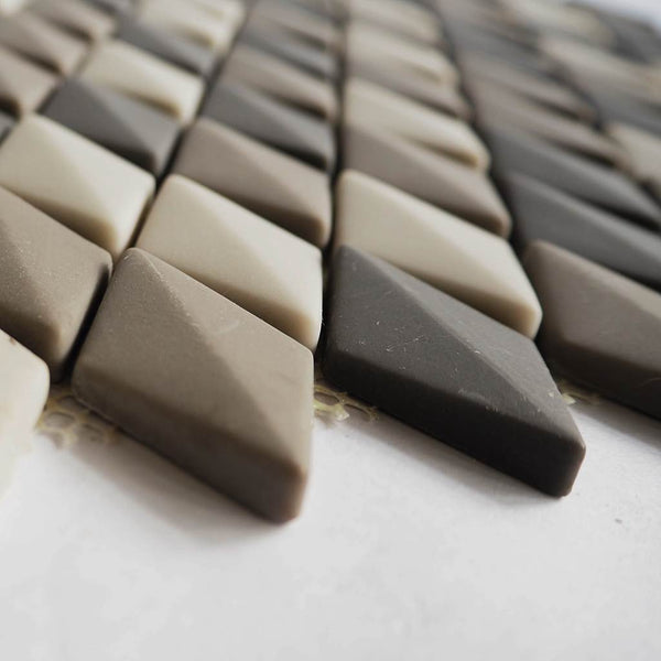 Porcelain mosaic tiles, 26x45mm, Diamond dome, Matt Earth