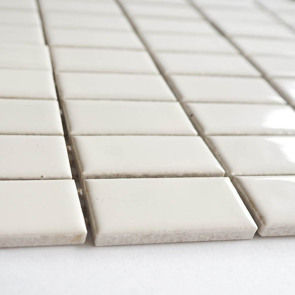 Porcelain mosaic tiles, 23x48 mm, White