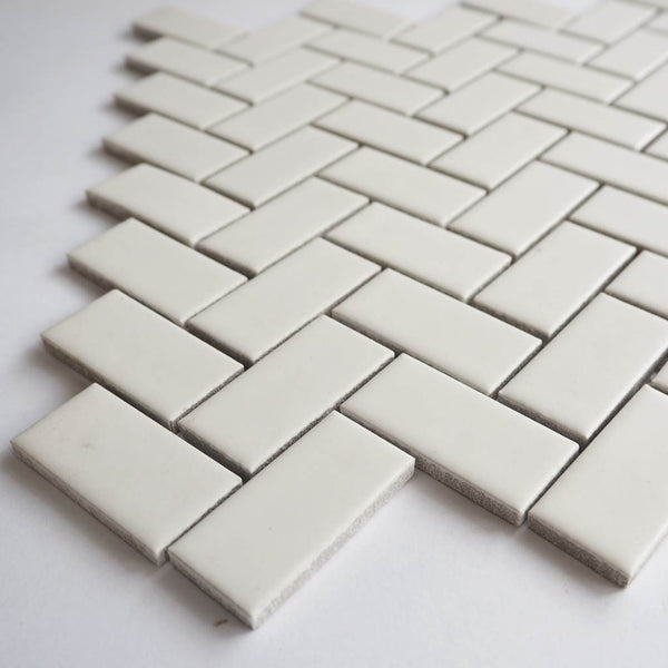 Porcelain mosaic tiles, 23x48 mm, White