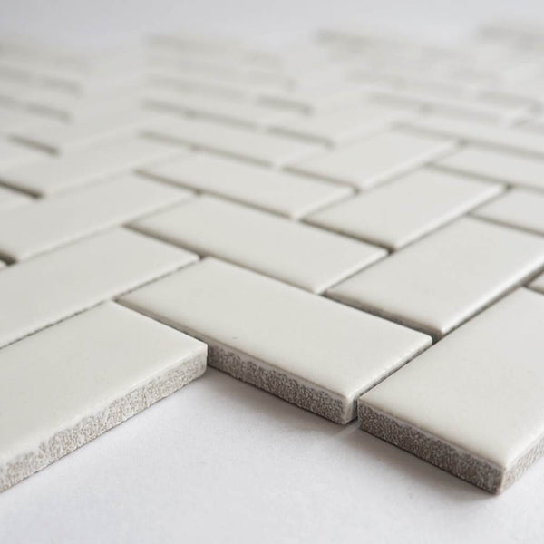 Porcelain mosaic tiles, 23x48 mm, White