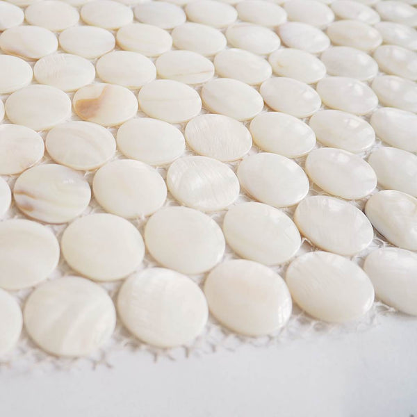 Pearlescent Shell Glass mosaic tiles, Round 25mm, Mother of Pearl