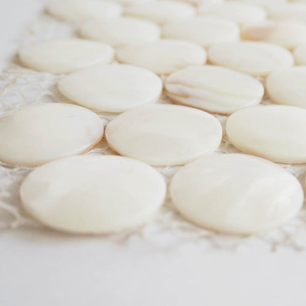 Pearlescent Shell Glass mosaic tiles, Round 25mm, Mother of Pearl