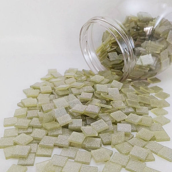 Resin mosaic tiles, 10x10 mm, Sparkle 135 French Vanilla