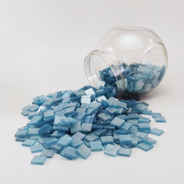 Resin mosaic tiles, 10x10 mm, Sparkle 573 Ethereal Blue