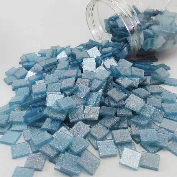 Resin mosaic tiles, 10x10 mm, Sparkle 573 Ethereal Blue