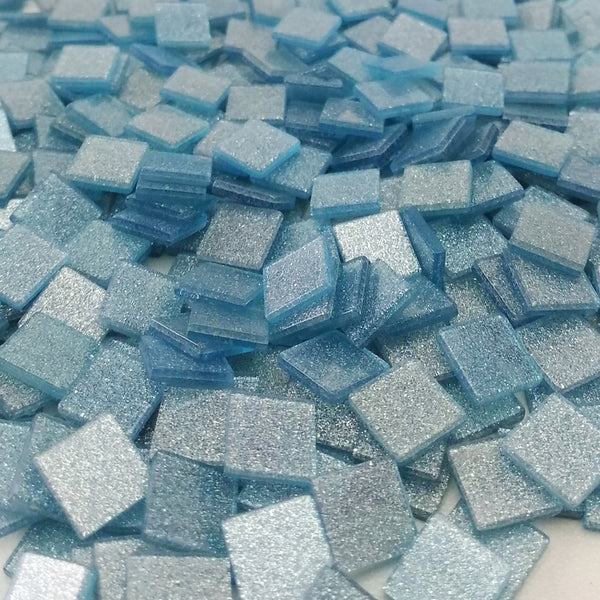 Resin mosaic tiles, 10x10 mm, Sparkle 573 Ethereal Blue