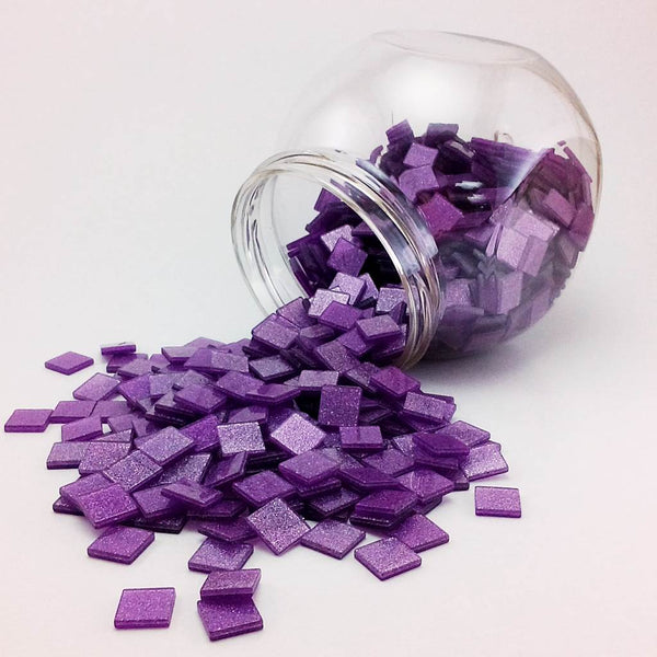 Resin mosaic tiles, 10x10 mm, Sparkle 662 Hyacinth