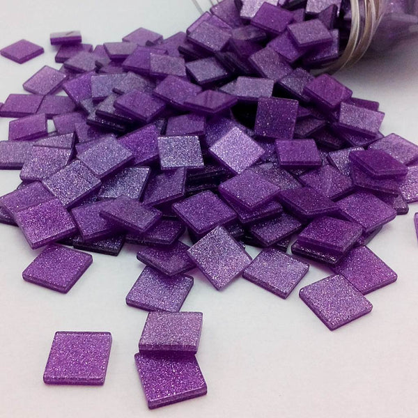 Resin mosaic tiles, 10x10 mm, Sparkle 662 Hyacinth