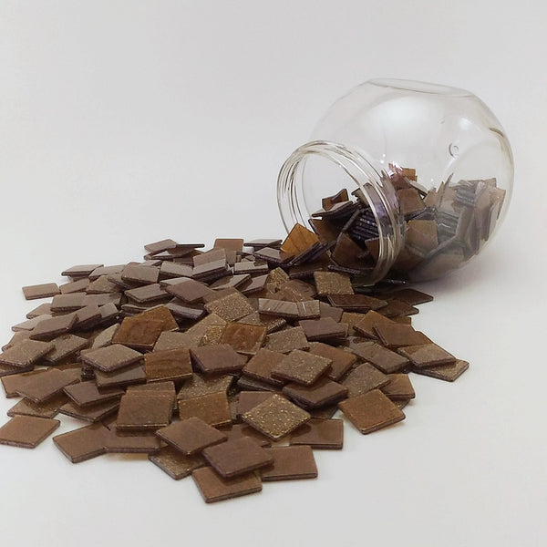 Resin mosaic tiles, 15x15 mm, Sparkle 852 Burnt Henna