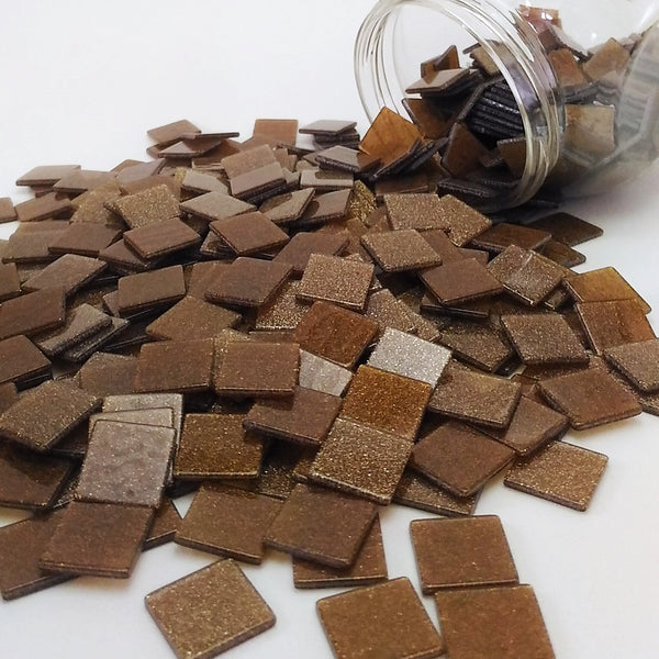 Resin mosaic tiles, 15x15 mm, Sparkle 852 Burnt Henna